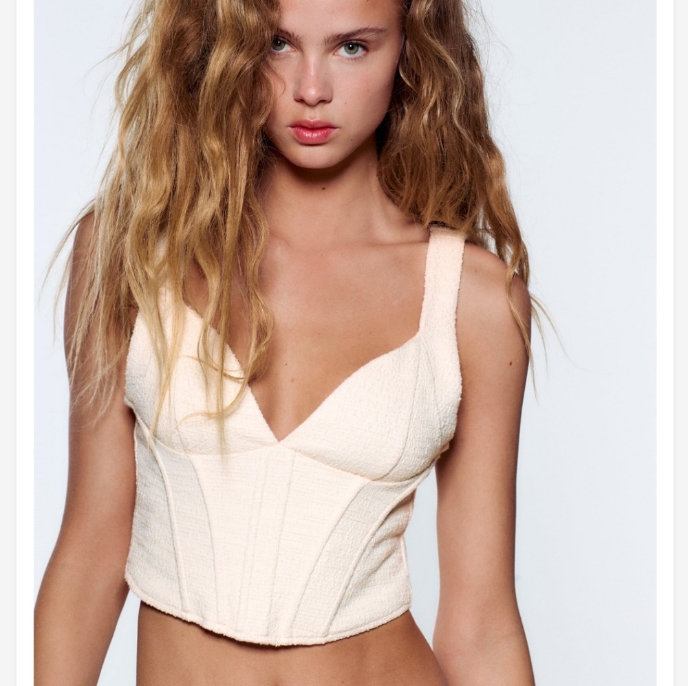 Zara Textured Crop Corset Top